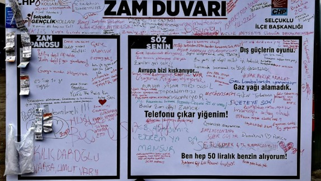 Zam duvarı kuruldu söz millete verildi, AKP’nin oy deposu Konya’da zamlar duvara yazıldı