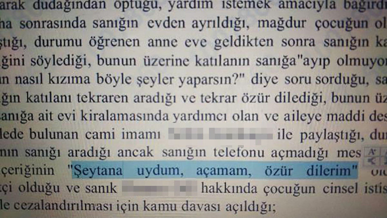 Cinsel istismar davasında 'şeytana uydum' mesajı delil oldu