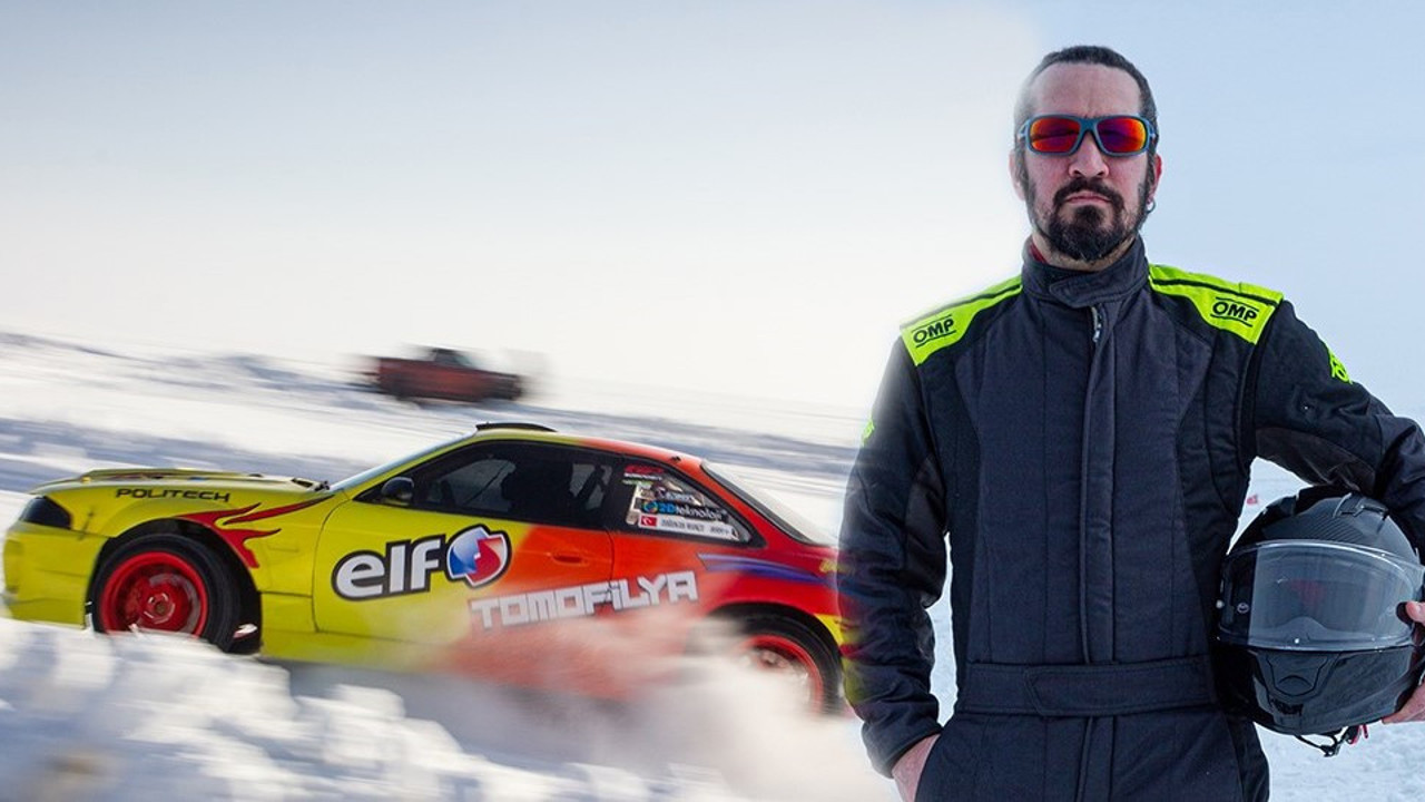 Doğukan Manço buzlarla kaplı Çıldır Gölü üzerinde drift yaptı