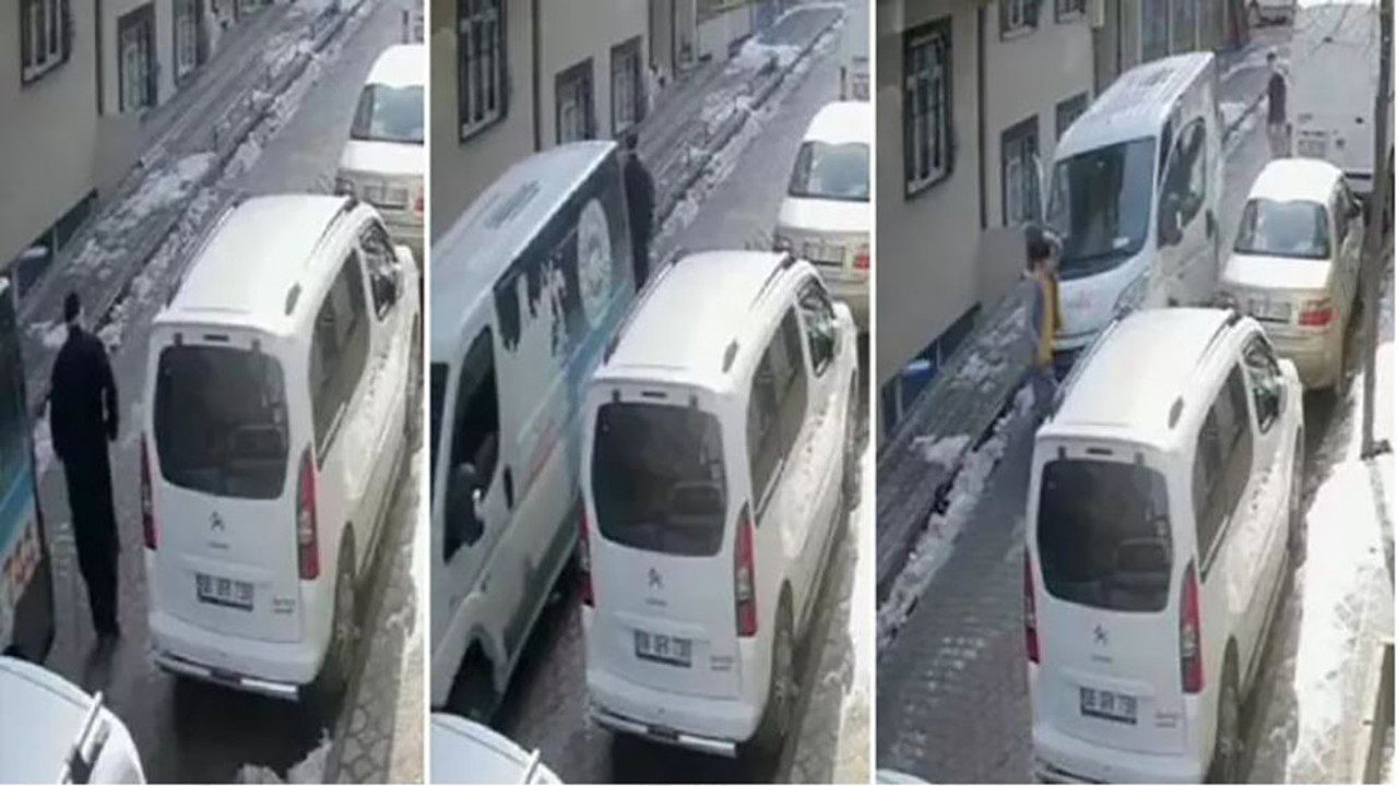 Geri manevra yapan minibüsün altında kaldı! İşte o anlar…