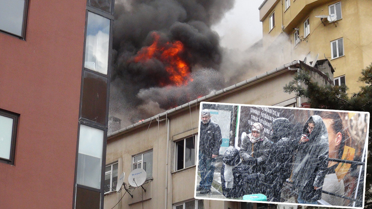Şişli’de yangın! Kar altında sokakta kaldılar…