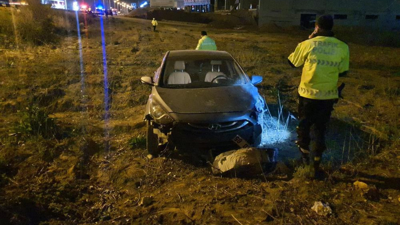 Köpeğe çarptı şarampole uçtu