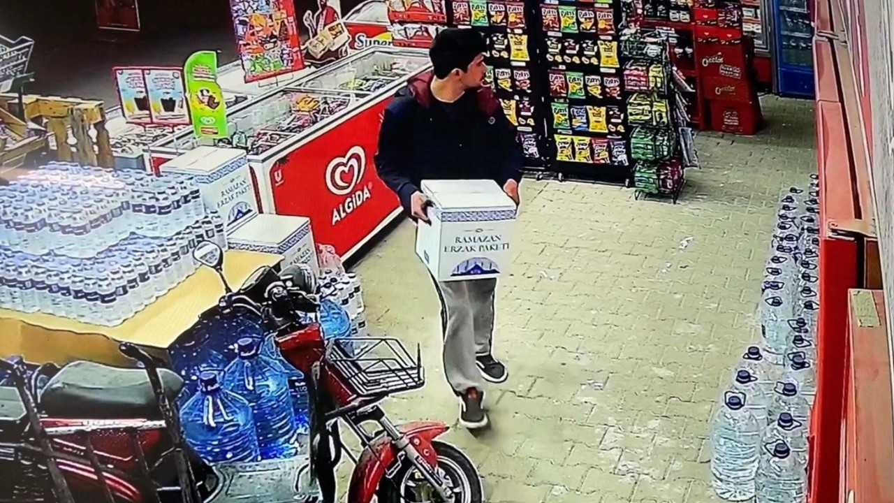 Ramazan kolisini çalan hırsız güvenlik kamerasına yakalandı
