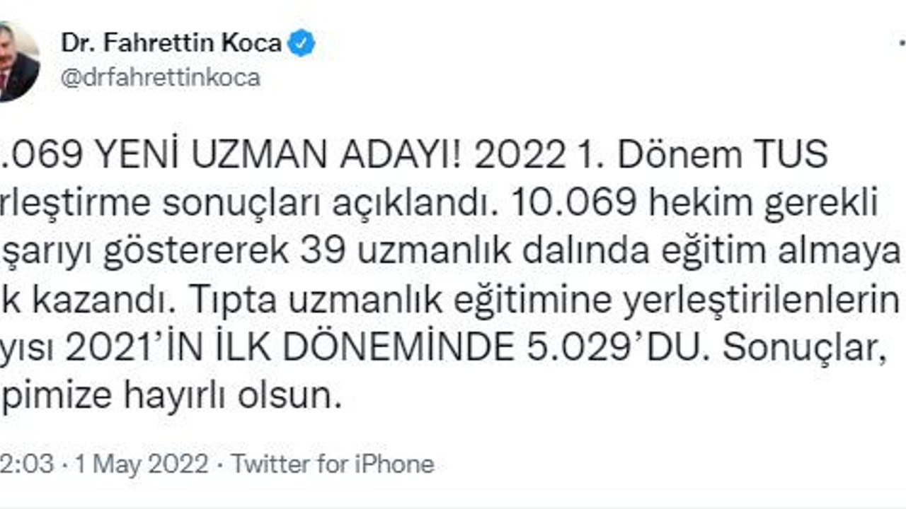 Bakan Koca'dan TUS açıklaması