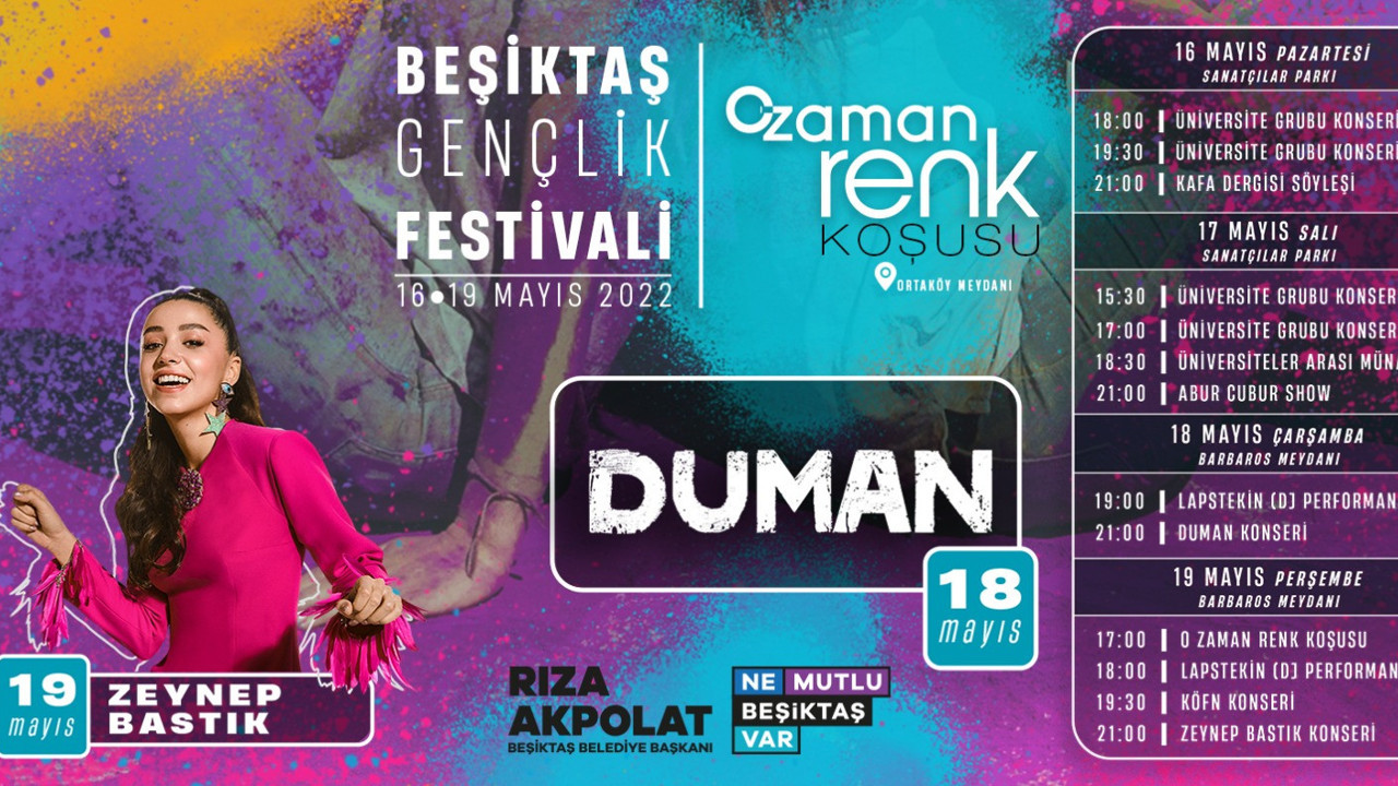 Beşiktaş Belediyesi 19 Mayıs Gençlik Festivali programı