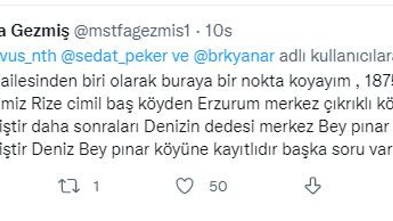 Deniz Gezmiş Rizeli mi Erzurumlu mu ailesi açıkladı. Sedat Peker’in adamı Deli Çavuş tartışma başlatmıştı