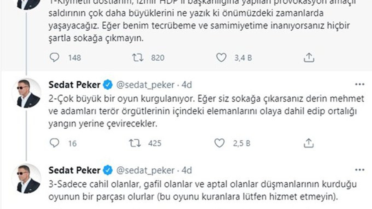 Sedat Peker'in bu tweetleri yeniden elden ele dolaşmaya başladı | Tekrar retweet etti