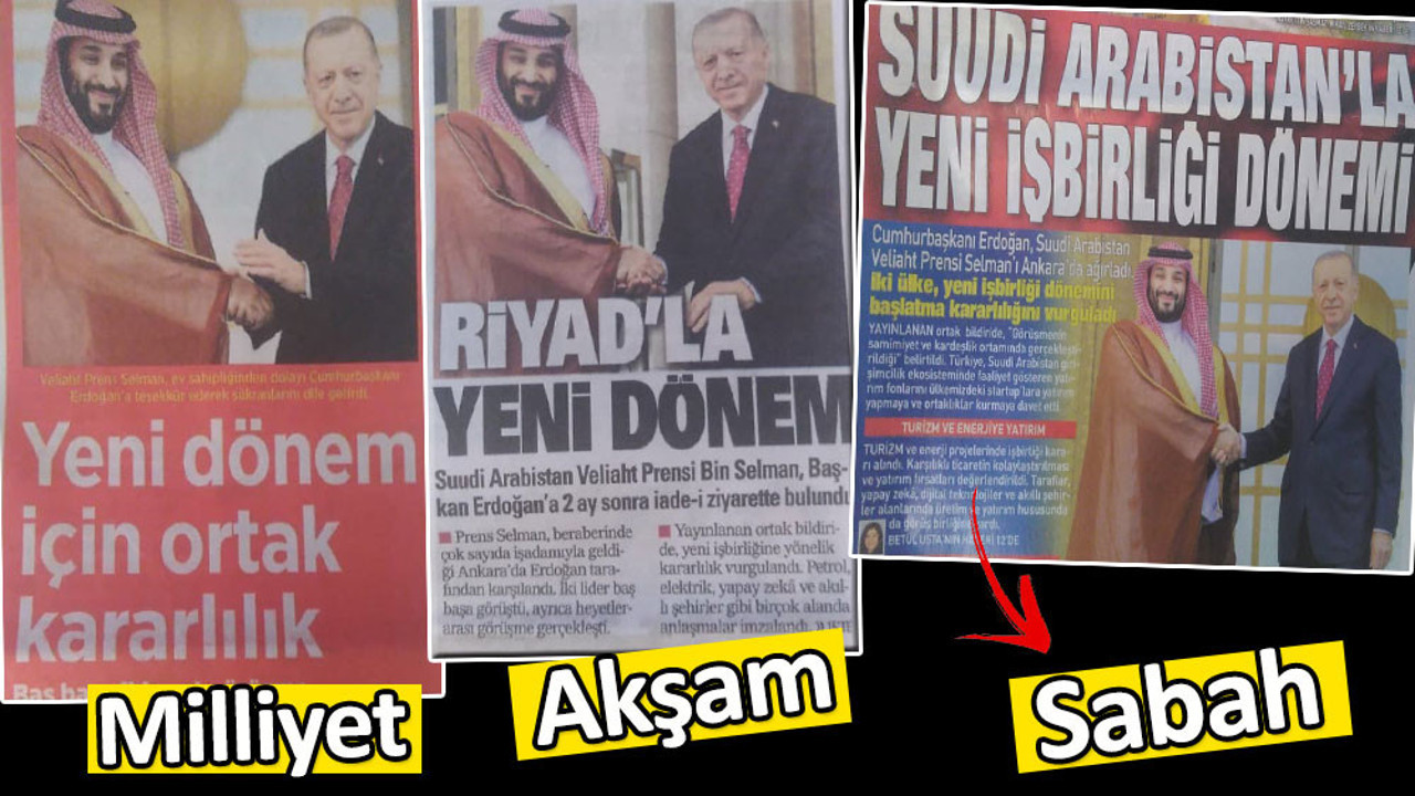 Yandaş medya tek tip elbise giydi. Hepsi "katil" dedikleri Prens Selman için aynı başlığı attı