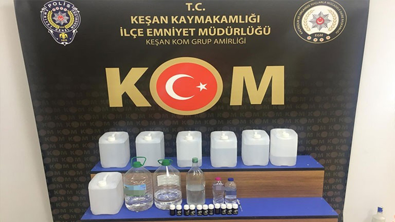 Edirne'de sahte içki imalatı yapan eve operasyon