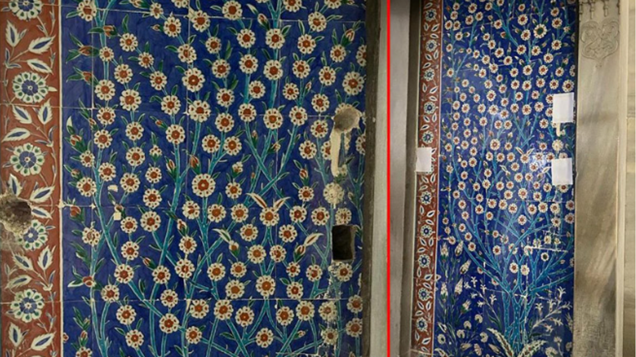 Topkapı Sarayı'nın 500 yıllık Çinilerini matkapla deldiler: Delikleri kağıtla kapattılar