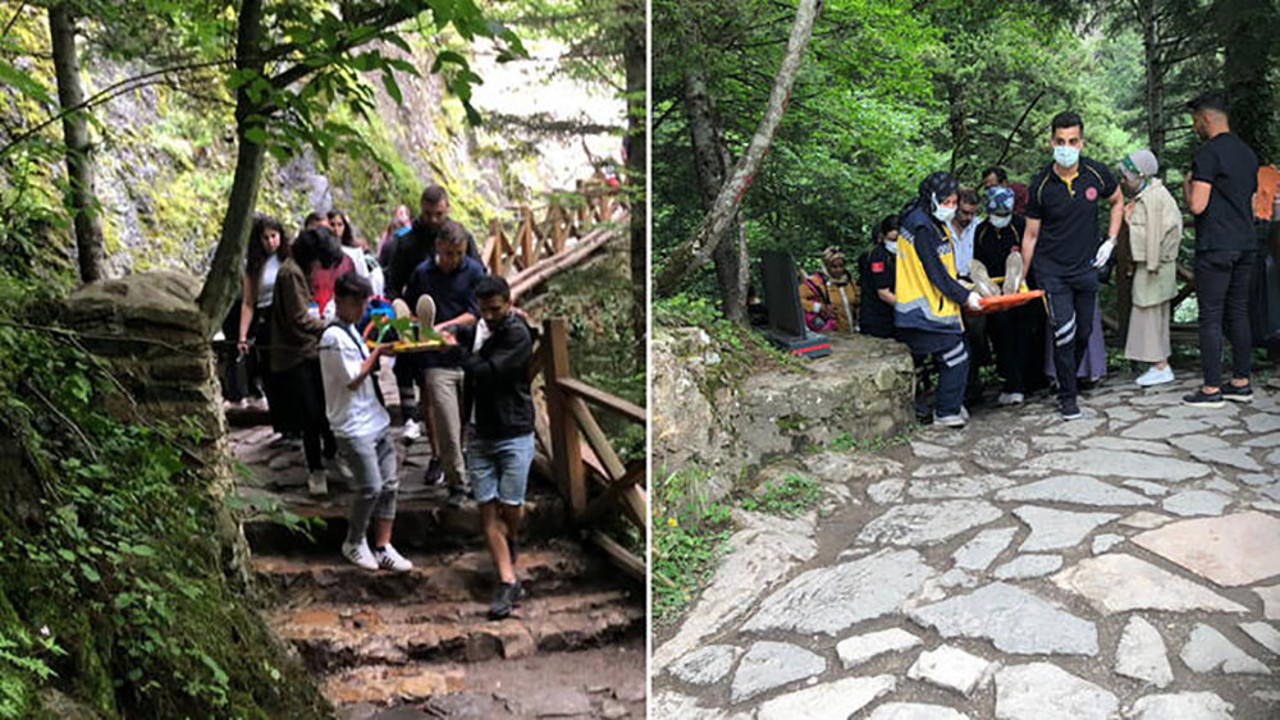 Sümela Manastırı’na gidilen yolda taş düştü! Yaralılar var…