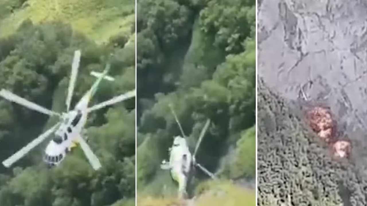 Gürcistan'da helikopter düştü 8 ölü düşüş anı saniye saniye kameraya yansıdı