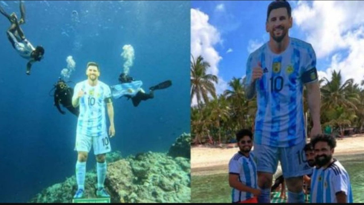 Denizin dibine Messi heykeli diktiler