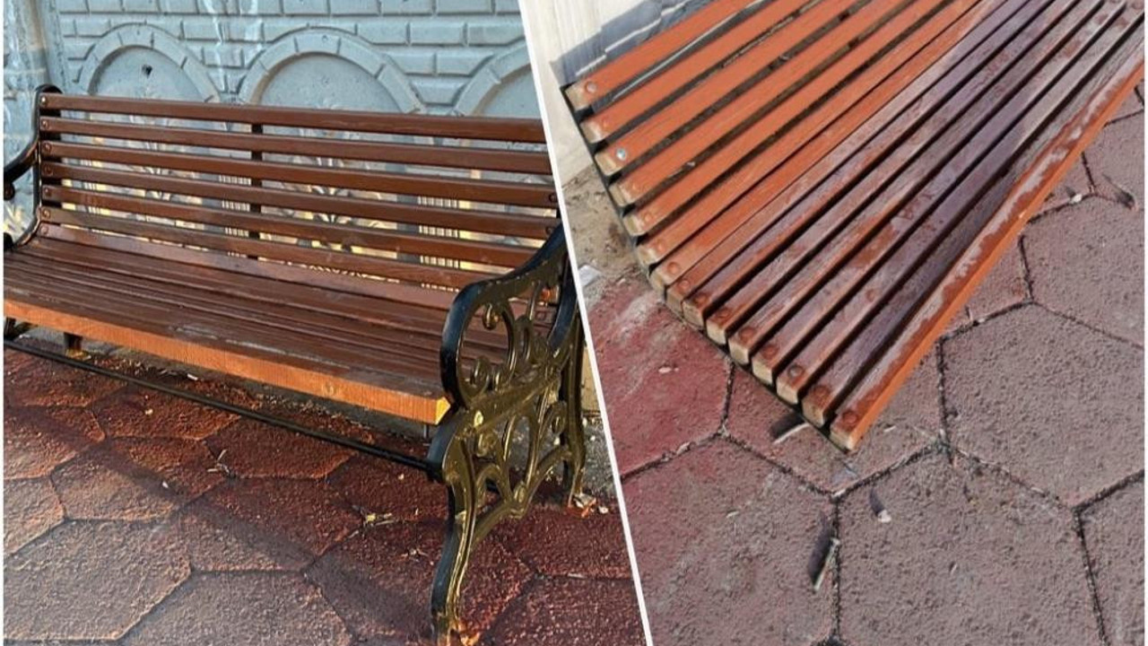 Bankların demirlerini söktüler. Banklar artık kullanılamaz halde