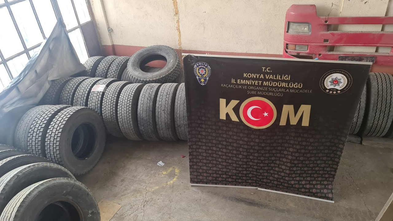Konya'da kaçakçılık operasyonu: 4 tır lastiği ele geçirildi