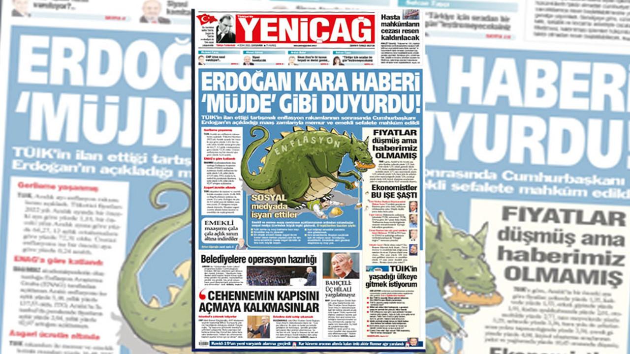 Yeniçağ bugün bu manşetle çıktı. Erdoğan kara haberi müjde gibi duyurdu