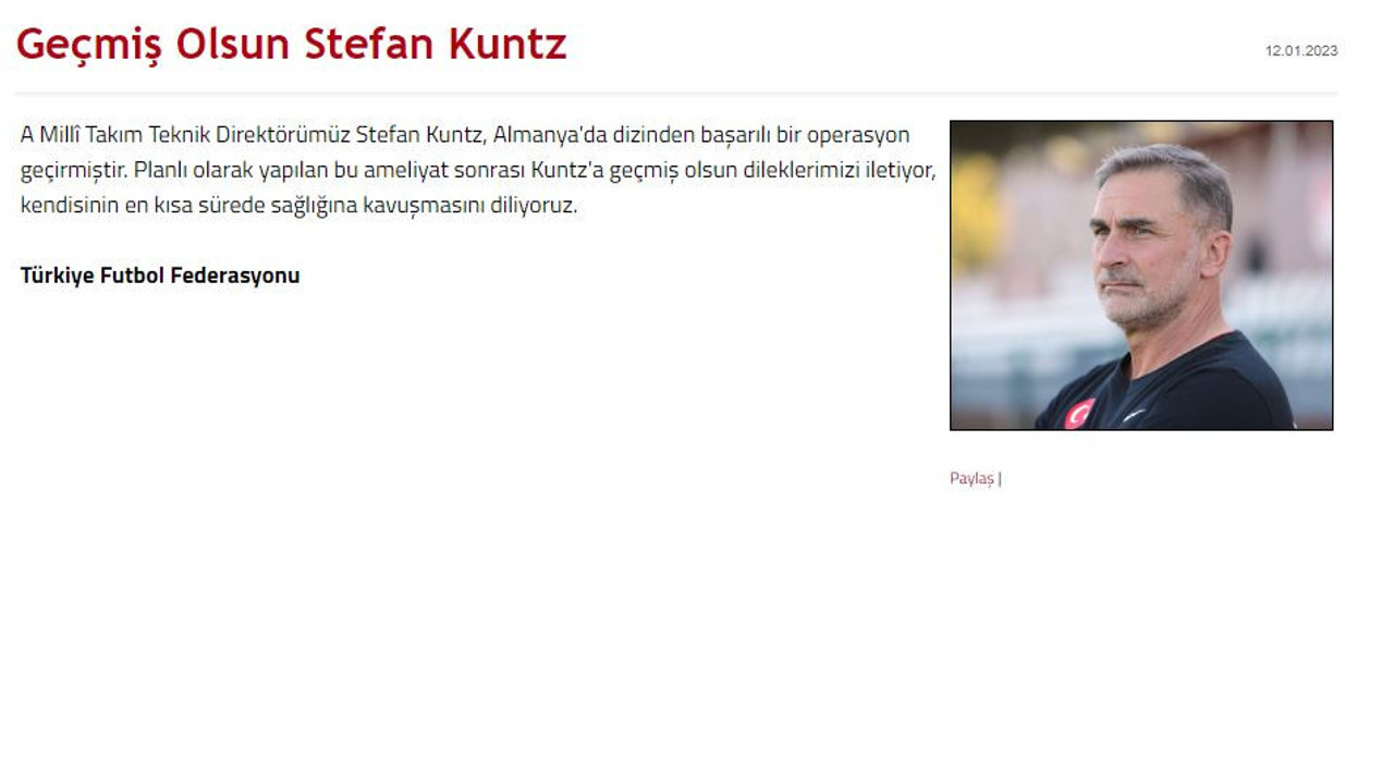 Kuntz hastaneden fotoğraf paylaştı: TFF geçmiş olsun dedi