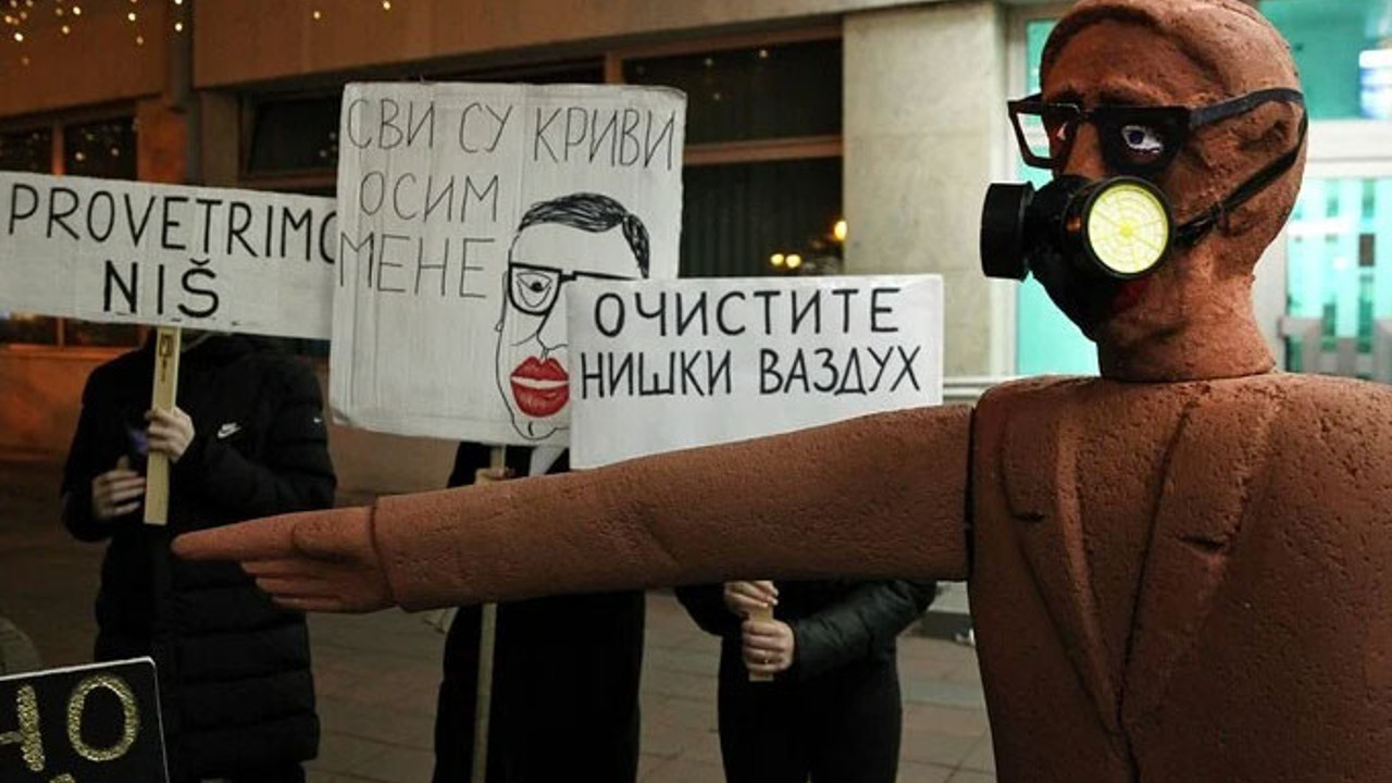 Sırbistan'da hava kirliliği eylemi