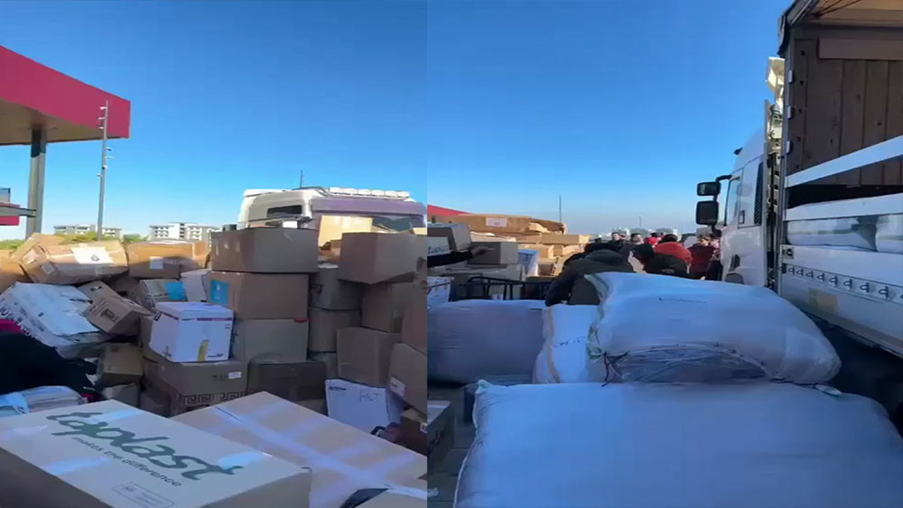 Yardımları götüren şoförler çağrı yaptı. Yardımlar İskenderun Expo’ya ulaştı