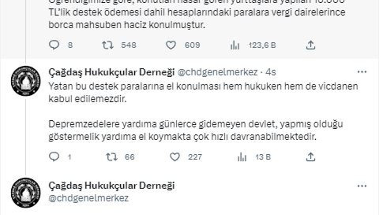 Bir taraftan devlet depremzedelere 10 bin TL yatırdı. Diğer taraftan devlet o paralara haciz koydu