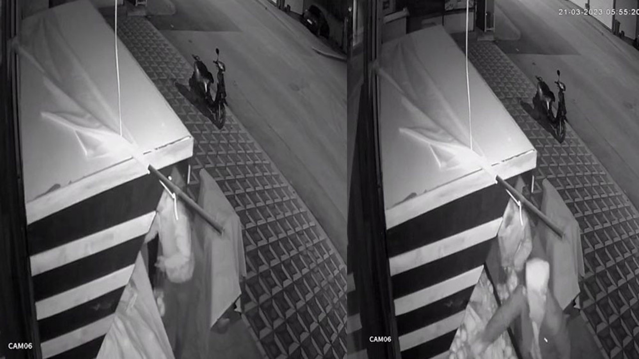 Manav reyonundaki hırsızlık kamerada