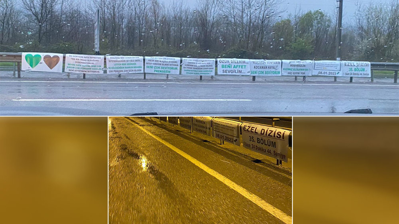 Affedilmeyi bekleyen aşık yol kenarını pankartlarla donattı. Son çareyi Ezel dizisinde buldu