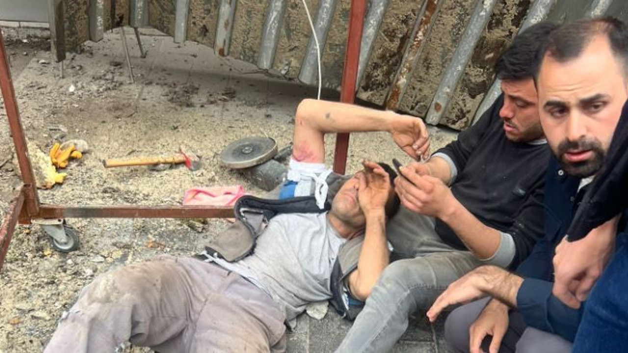 Tenteye çıkan işçiler zemine çakıldı