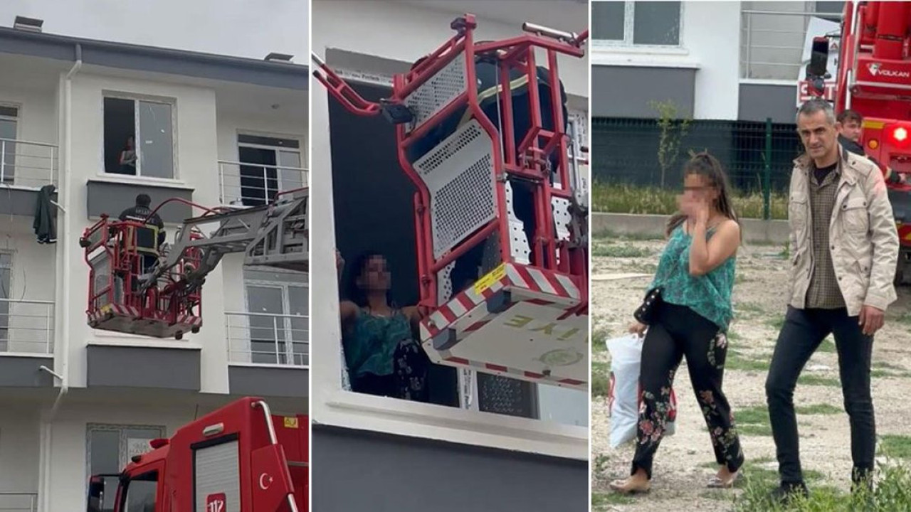 Eve kilitlenen genç kadının imdadına itfaiye yetişti. Böyle kurtarıldı