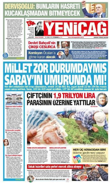 Yeniçağ Gazetesi: Millet zor durumdaymış Saray'ın umurunda mı! - Resim : 1