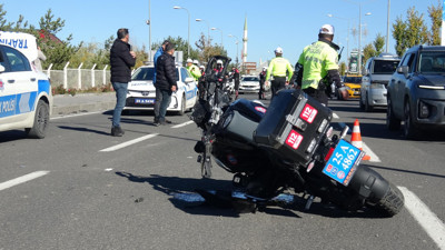 Erzurum'da motosiklet, kamyona çarptı: 1 polis yaralı