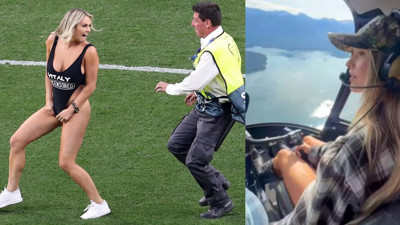 Mayoyla sahaya atlayan sunucu pilot oldu