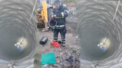 Derinliklerdeki kuyuda horoz kurtarma operasyonu! Nefesler tutuldu