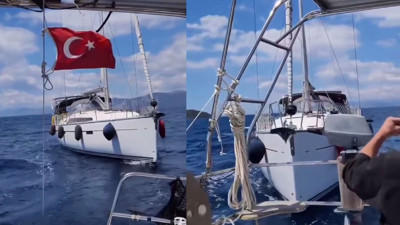 Koca denizde yol tartışması. Tehlikeli anlar kameralara yansıdı