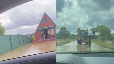 Şiddetli fırtına ve yağmur yüzünden dereler taştı, Şile-Ağva sular altında