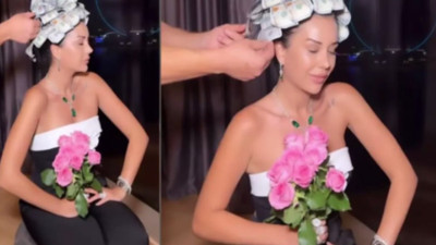 Kafasına dolarları taktı 1.7 milyon izlendi