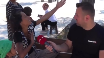 Mikrofon uzatılan bir kadın kendinden geçti: Tayyip kocam benim, sevgilim, hayatımın anlamı. Aşığım ona