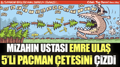 Mizahın ustası Emre Ulaş 5’li Pacman çetesini çizdi. Hapur hubur yiyorlar