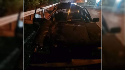 Otomobil yola fırlayan katıra çarptı: 2 yaralı