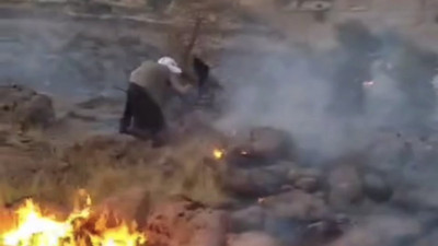 Merada çıkan yangın köylüler tarafından söndürüldü