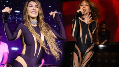 Hande Yener ağustos sıcağında kürkle sahneye çıktı. Onu izleyenler ter içinde kaldı