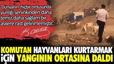 Komutan hayvanları kurtarmak için yangının ortasına daldı