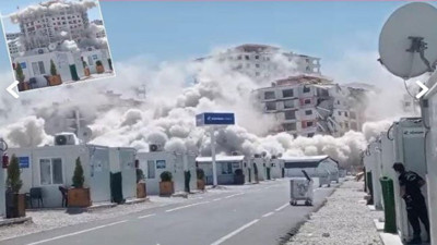 Malatya'da 14 katlı bina dinamitle 3 saniyede yerle bir edildi