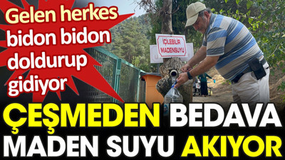Çeşmeden bedava maden suyu akıyor. Gelen bidon bidon doldurup gidiyor