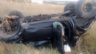 Keşan’da araç takla attı