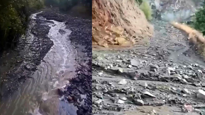 Elazığ'ı sağanak vurdu: 2 köy yolu tahrip oldu