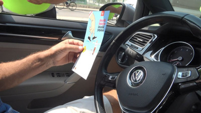 Trafikte yayalara yol vermeyen sürücülere dron takipli ceza