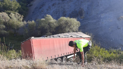 Erzincan’da tır şarampole uçtu