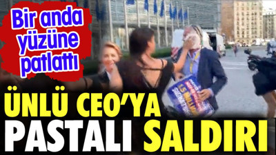 Ünlü CEO'ya pastalı saldırı. Bir anda yüzüne patlattı