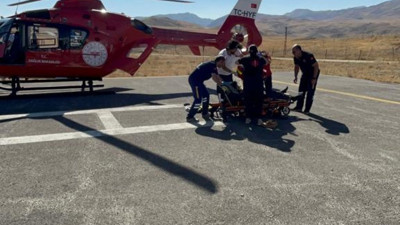 Anjiyo olmuş göğüs hastasına ambulans helikopterle sevk