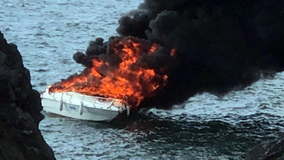 Samandağ’da alev alan sürat teknesindeki 5 kişi kurtarıldı